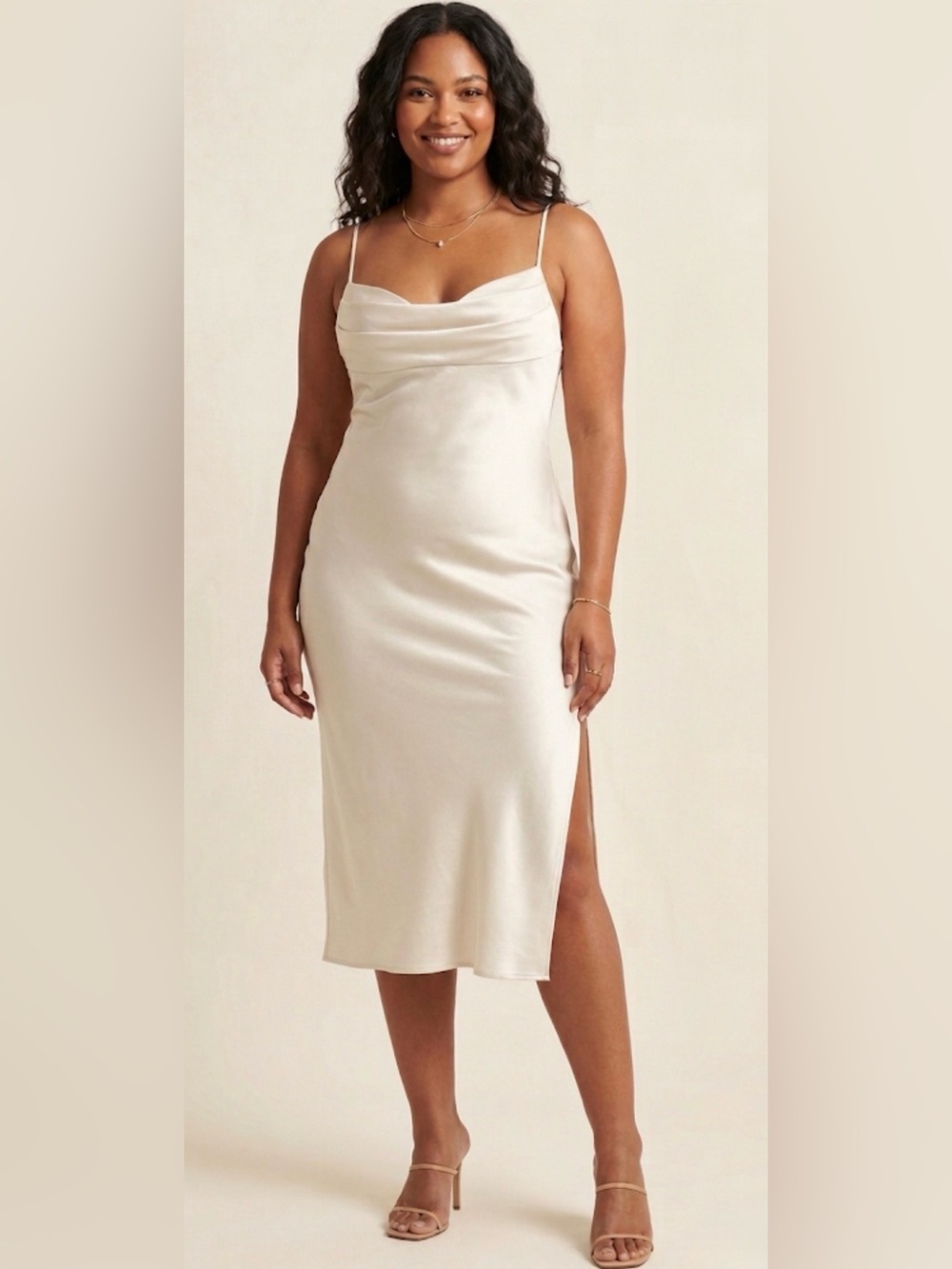 Sachin & Babi Lottie Draped Slipdress In Champagne Size 14